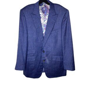 ASTOR & BLACK MEN'S HAND TAILORED PRIVATE COLLECTION BLUE SUIT JACKET SZ 46
